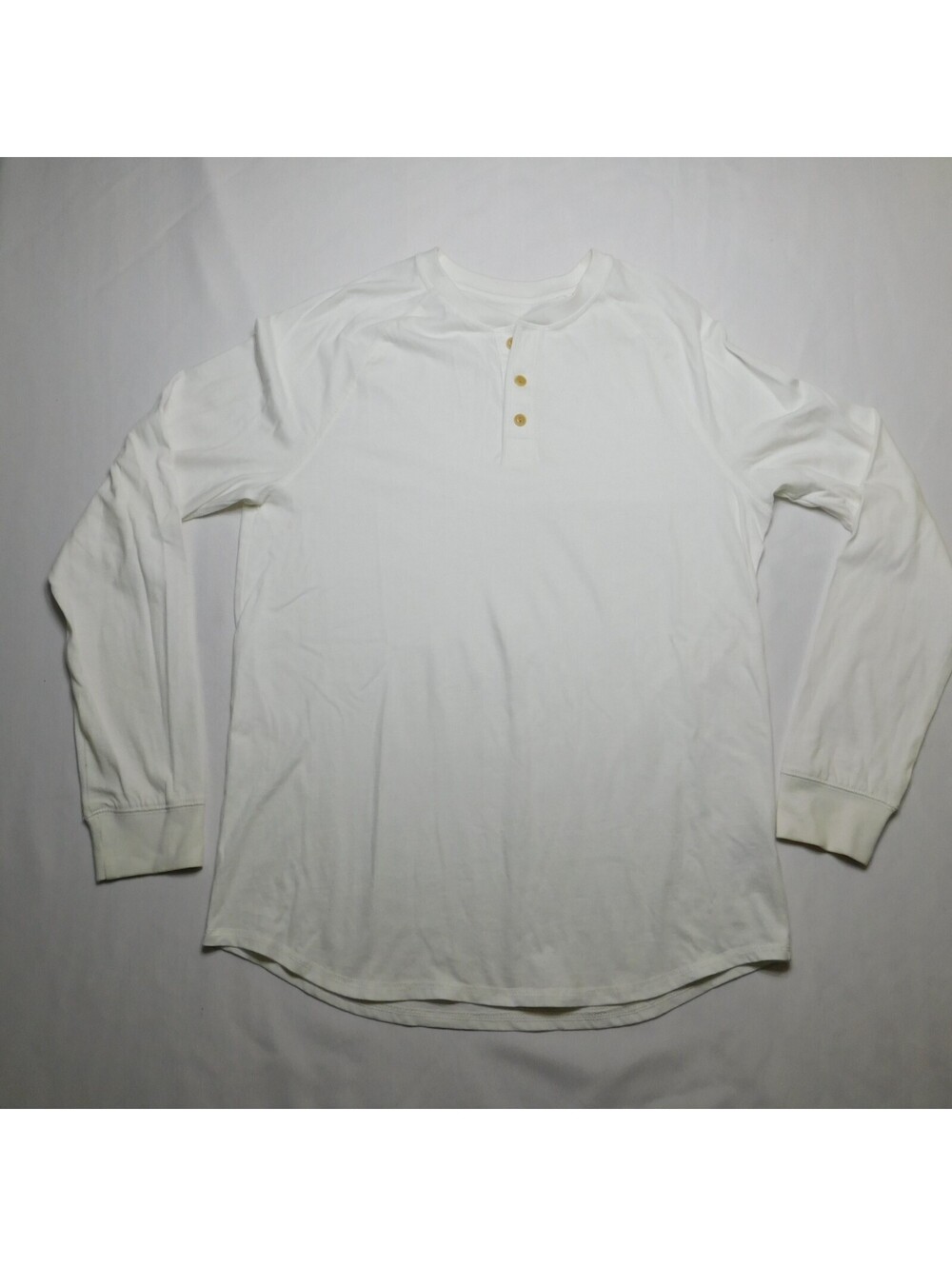 Goodfellow & Co Mens Henley Shirt Medium M White Long Sleeve Standard Fit Cotton